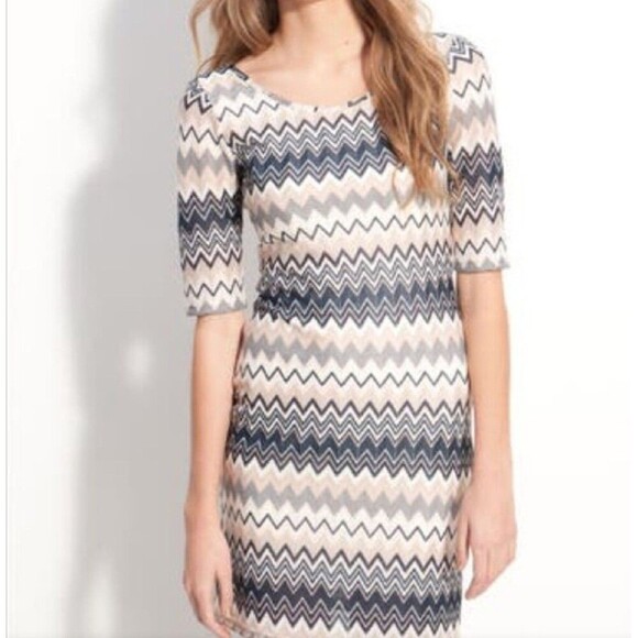 Velvet Torch Womens Shows L Fits M New Chevron Over The Knee Dress- Teal Multi - Picture 1 of 11